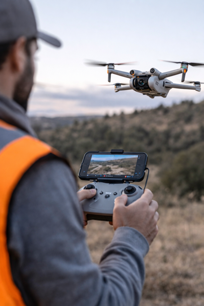 Operador pilotando un dron recreativo en España, imagen para landing de seguro de drones con responsabilidad civil Generali